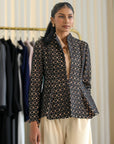 Noir Lattice Peplum Jacket