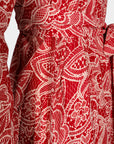 Mia Wrap Lace Printed Dress | Wrinkle-Resistant & Ruffled Hem