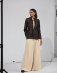 Noir Lattice Peplum Jacket
