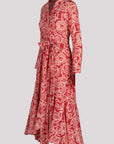 Mia Wrap Lace Printed Dress | Wrinkle-Resistant & Ruffled Hem