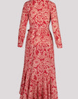 Mia Wrap Lace Printed Dress | Wrinkle-Resistant & Ruffled Hem
