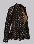 Noir Lattice Peplum Jacket