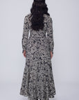 Mia Wrap Lace Printed Dress | Wrinkle-Resistant & Ruffled Hem