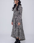 Mia Wrap Lace Printed Dress | Wrinkle-Resistant & Ruffled Hem