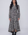 Mia Wrap Lace Printed Dress | Wrinkle-Resistant & Ruffled Hem