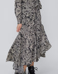 Mia Wrap Lace Printed Dress | Wrinkle-Resistant & Ruffled Hem