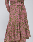 Mia Wrap Lace Printed Dress | Wrinkle-Resistant & Ruffled Hem
