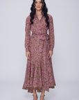 Mia Wrap Lace Printed Dress | Wrinkle-Resistant & Ruffled Hem