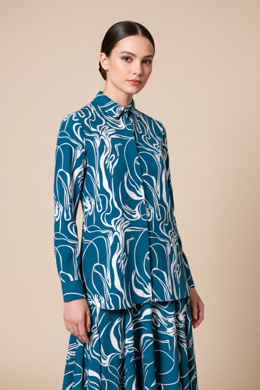 Lisa Modern Line Abstract Print Blouse