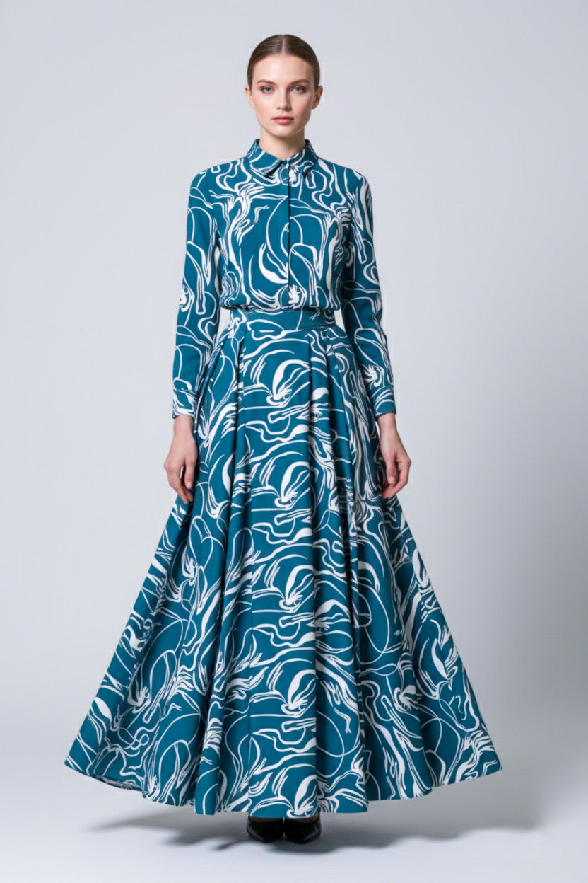 Lisa Modern Line Abstract Flare Skirt