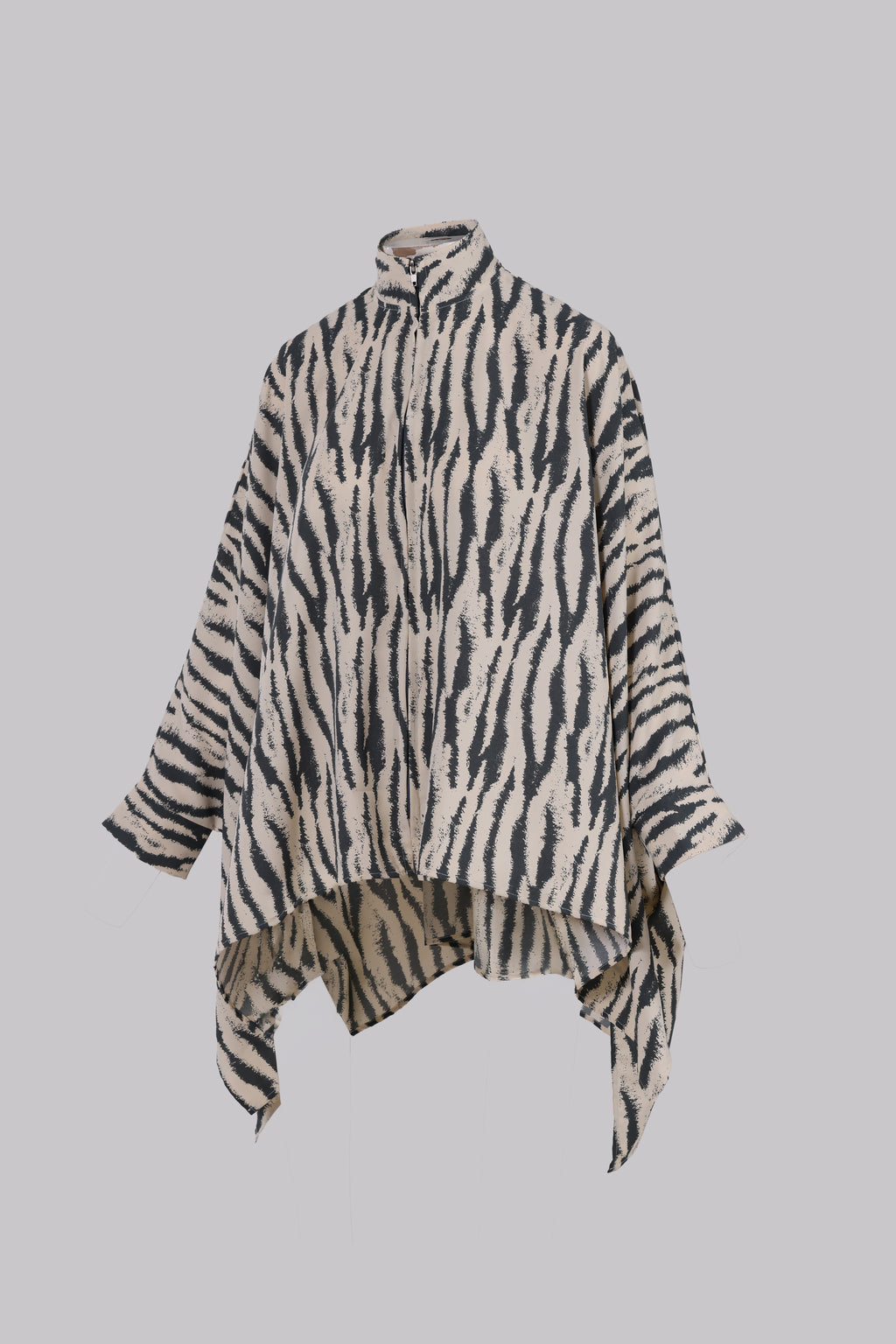 Zavia Full-Zip Batwing Poncho Blouse