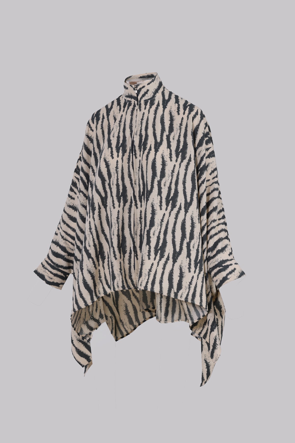 Zavia Full-Zip Batwing Poncho Blouse