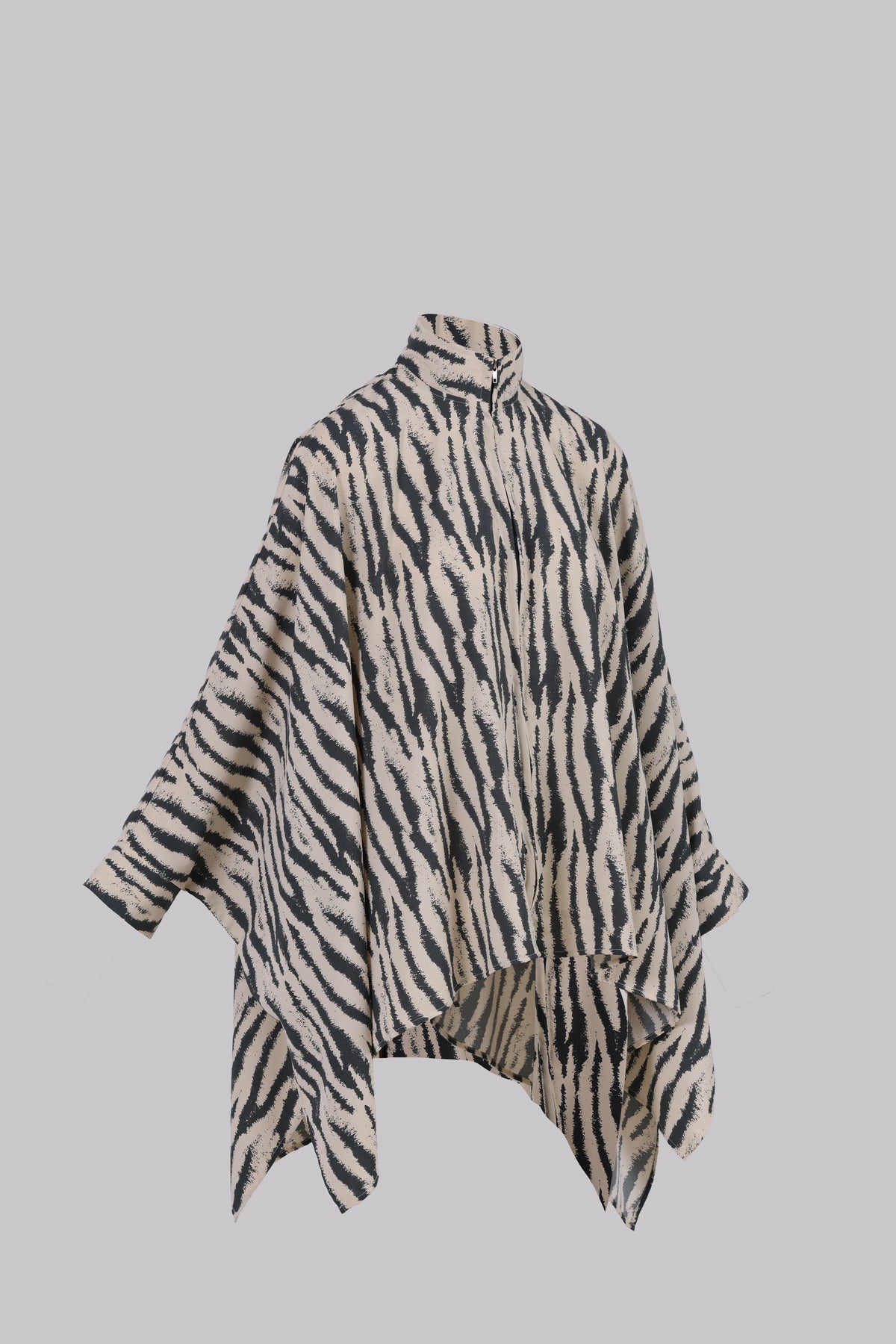 Zavia Full-Zip Batwing Poncho Blouse