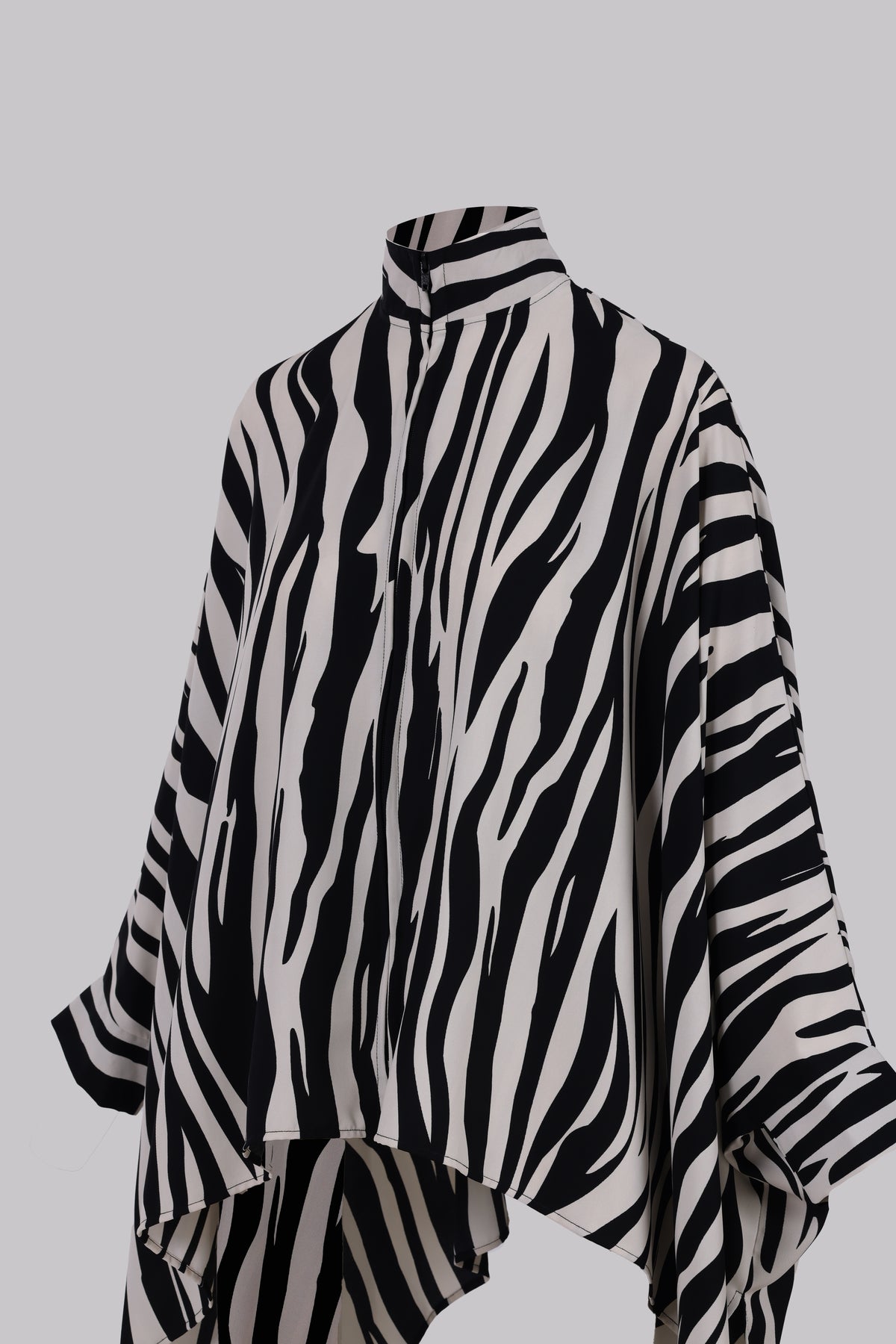 Zavia Full-Zip Batwing Poncho Blouse