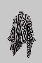 Zavia Full-Zip Batwing Poncho Blouse
