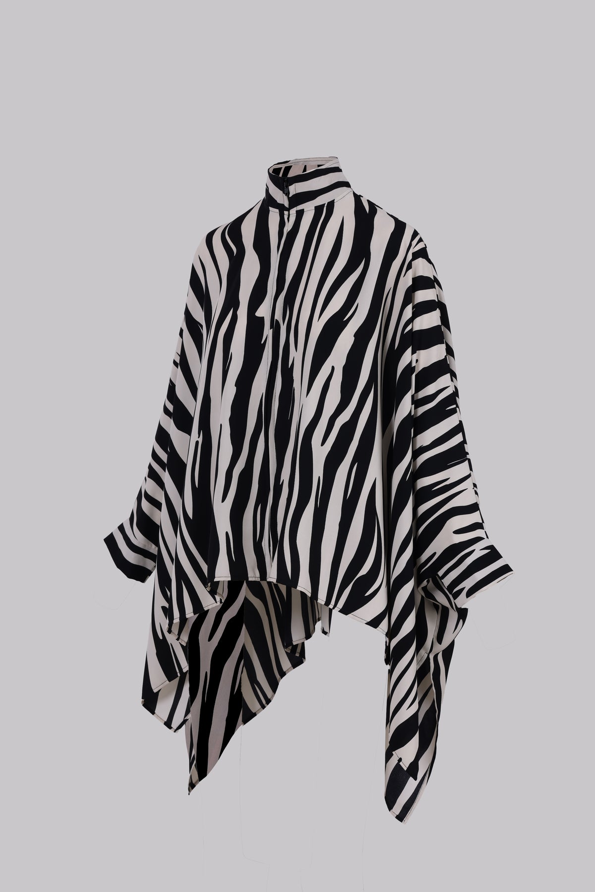 Zavia Full-Zip Batwing Poncho Blouse