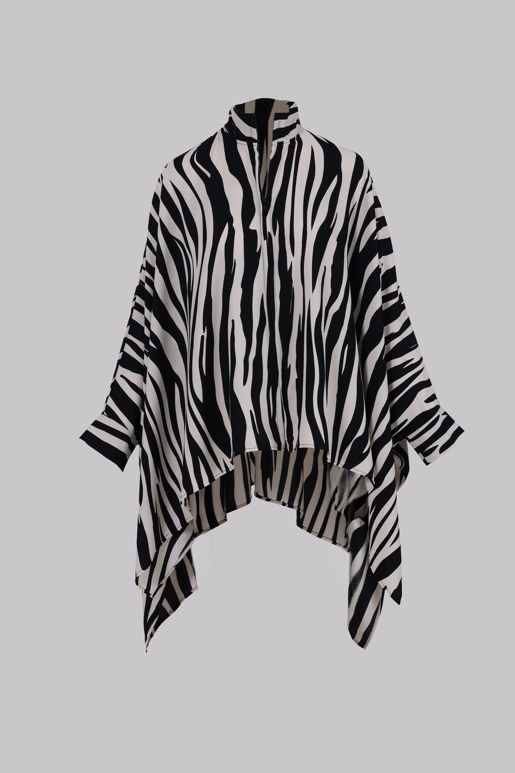 Zavia Full-Zip Batwing Poncho Blouse