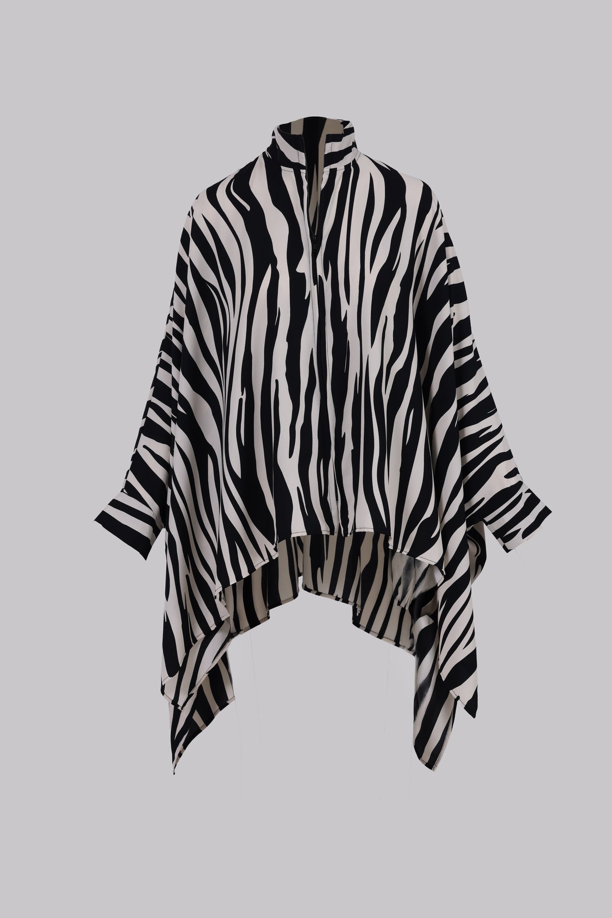 Zavia Full-Zip Batwing Poncho Blouse