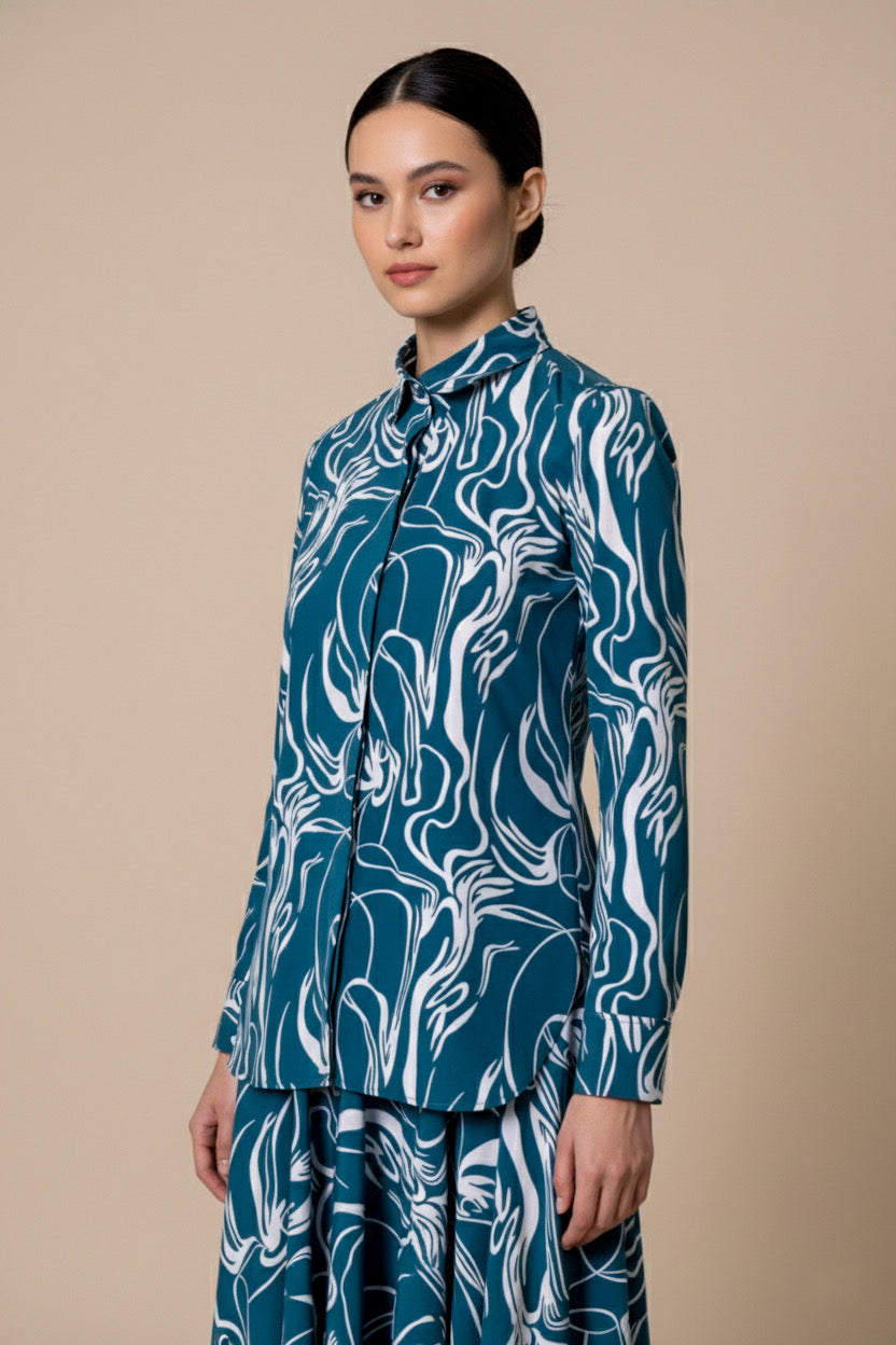 Lisa Modern Line Abstract Print Blouse