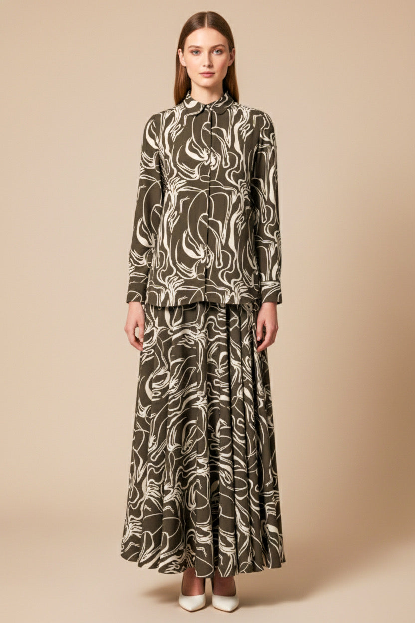 Lisa Modern Line Abstract Flare Skirt