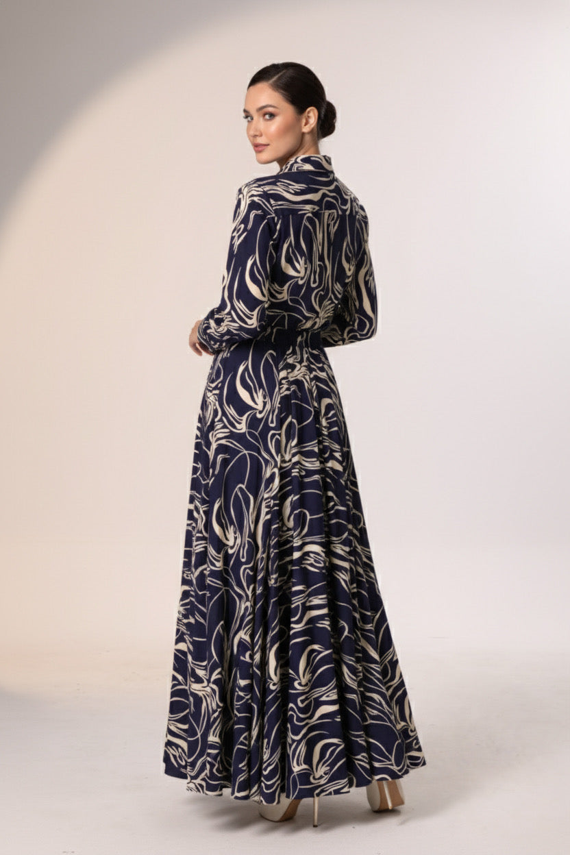 Lisa Modern Line Abstract Print Blouse