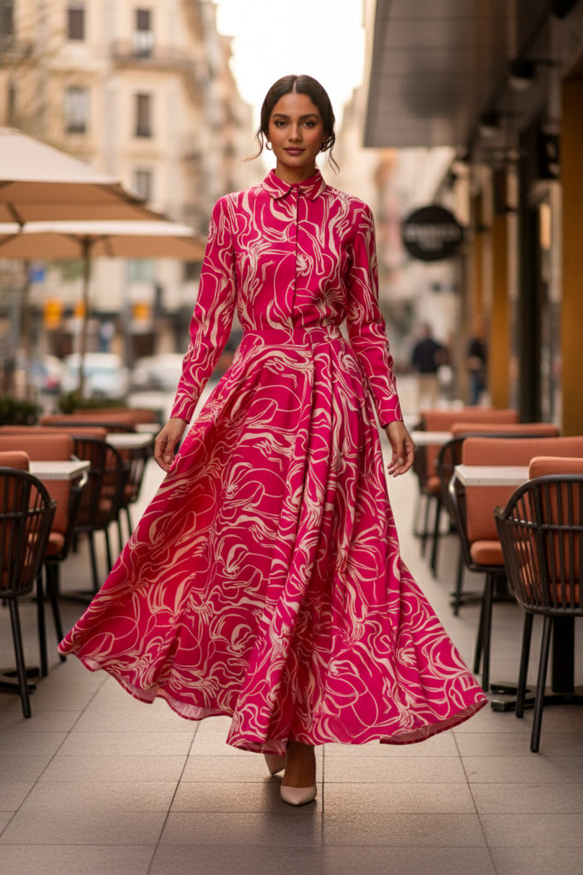 Lisa Modern Line Abstract Print Blouse