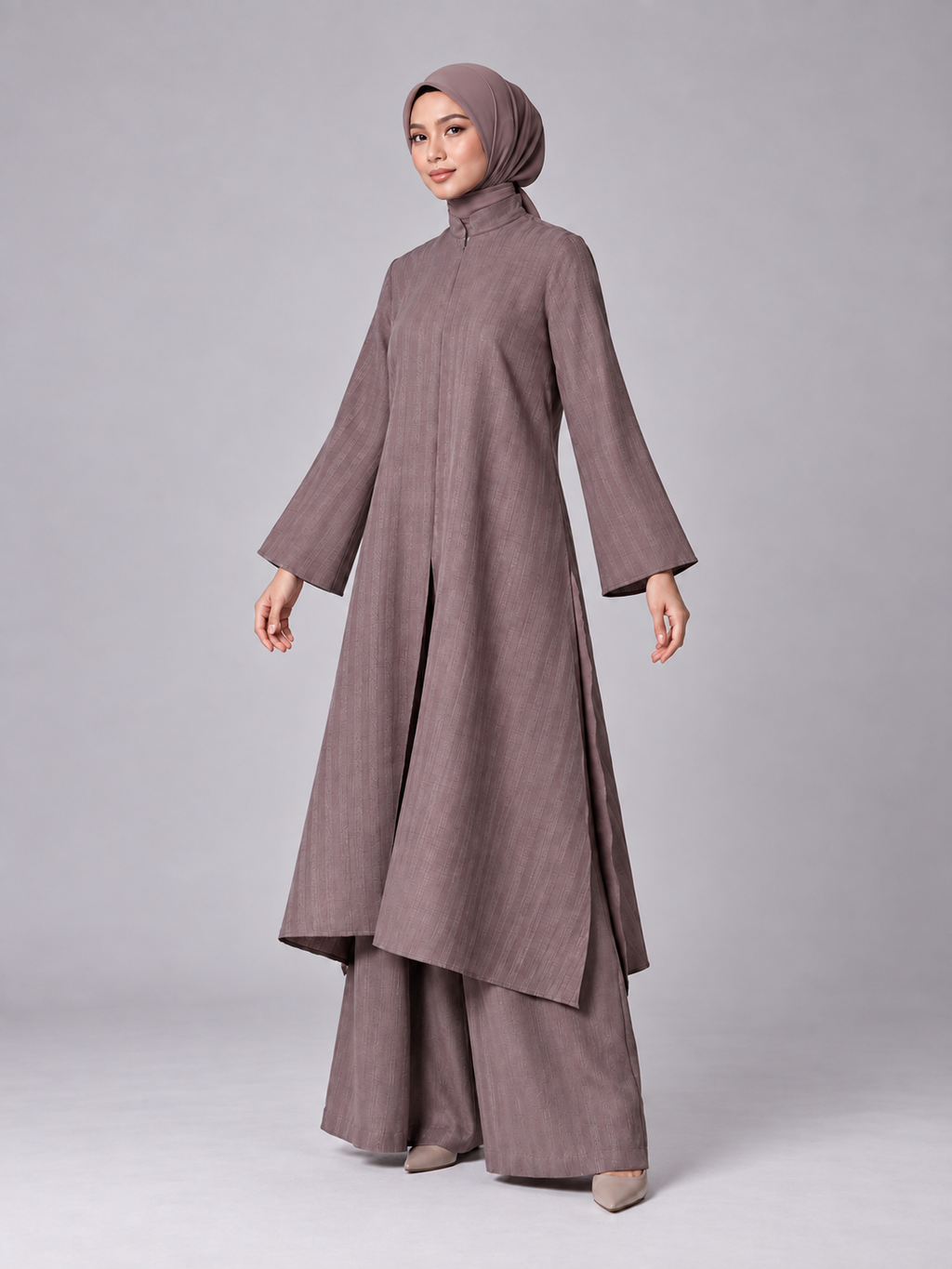 Shazea Kurung dalam Powder Pink Violet