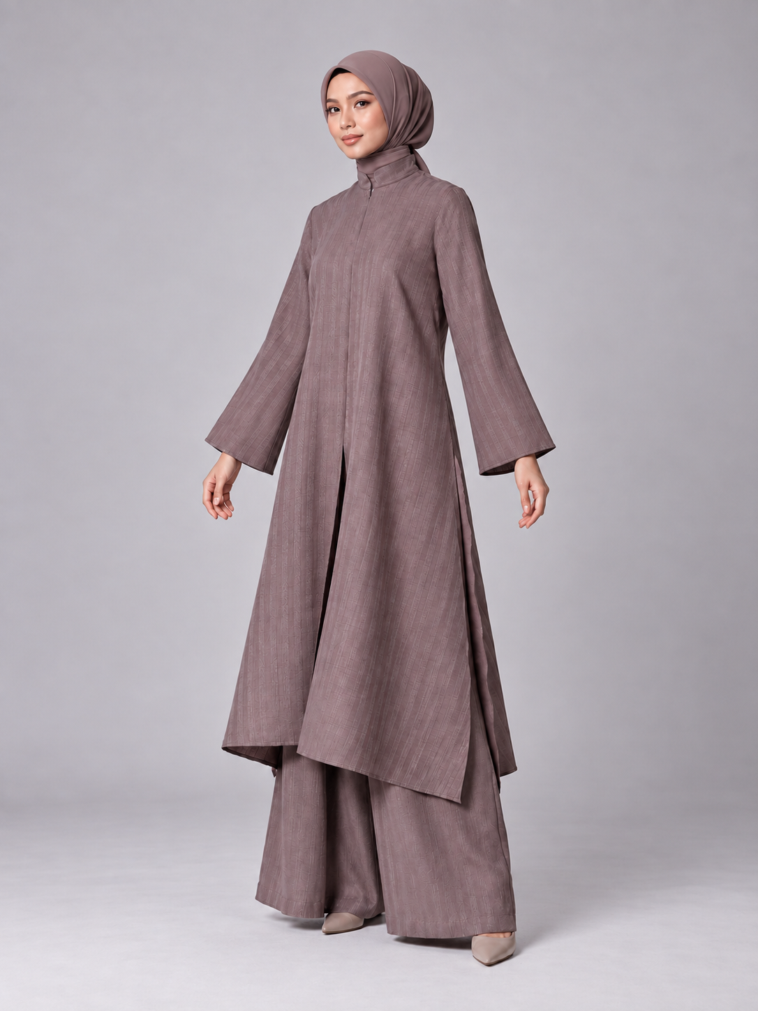 Shazea Kurung dalam Powder Pink Violet