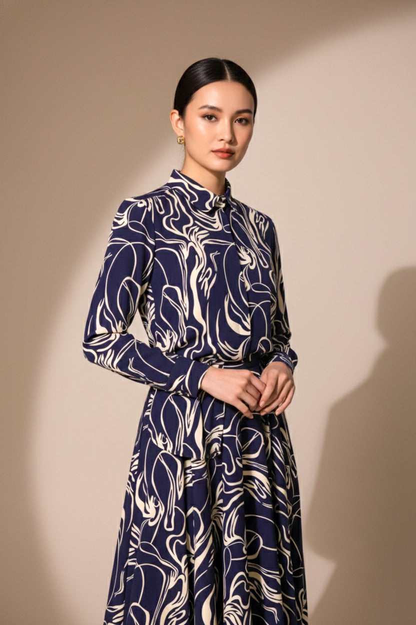 Lisa Modern Line Abstract Print Blouse