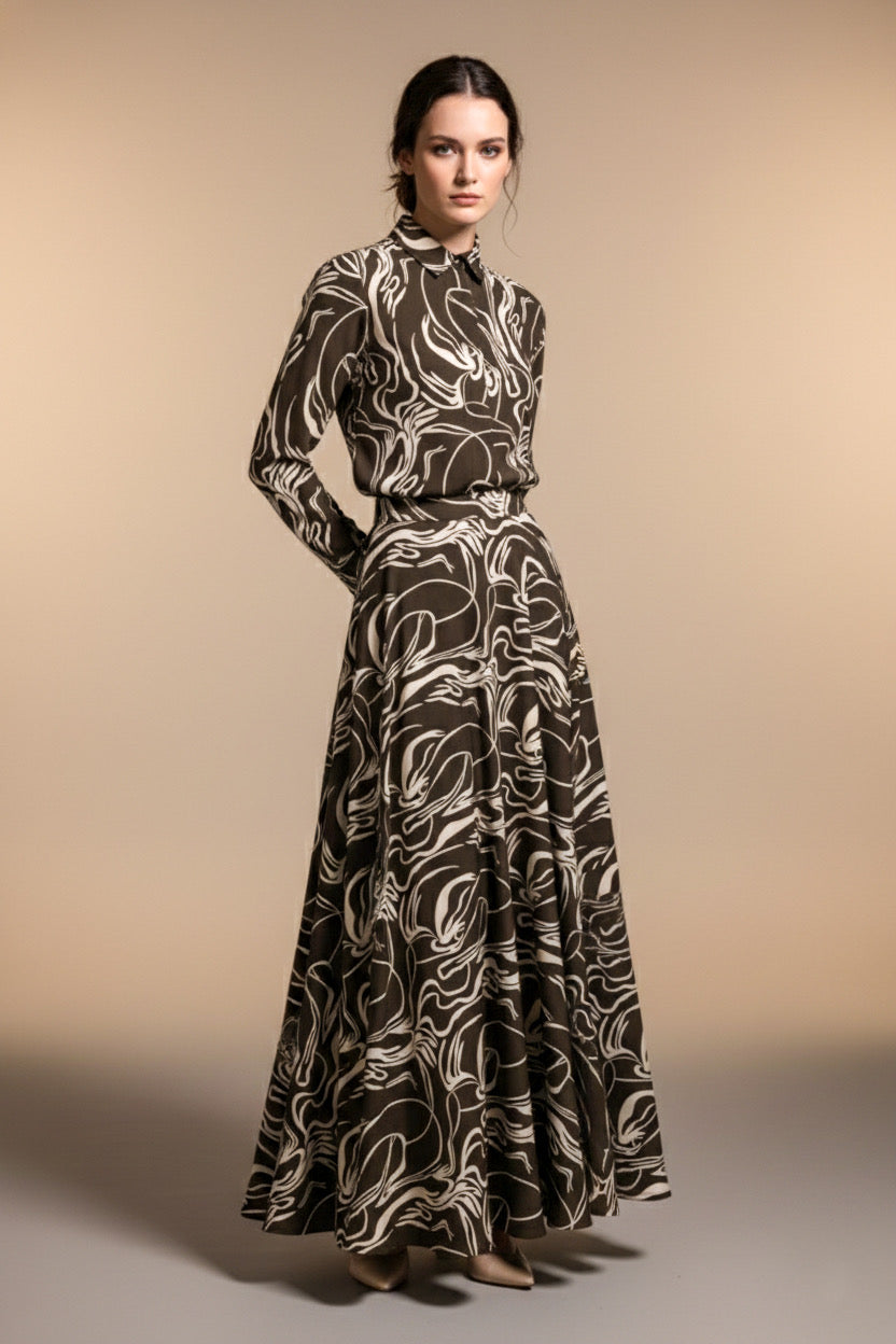 Lisa Modern Line Abstract Flare Skirt