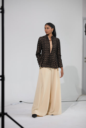 Noir Lattice Peplum Jacket