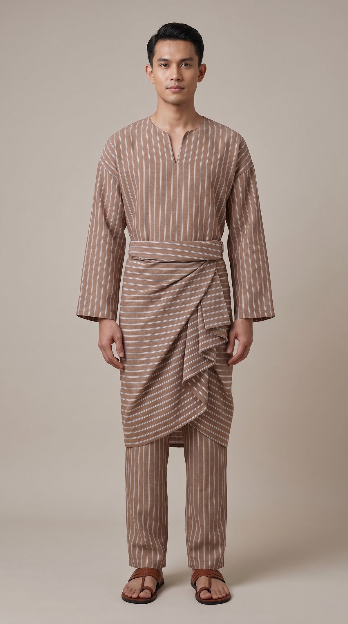 Modern Cotton Linen Stripe Raya Set