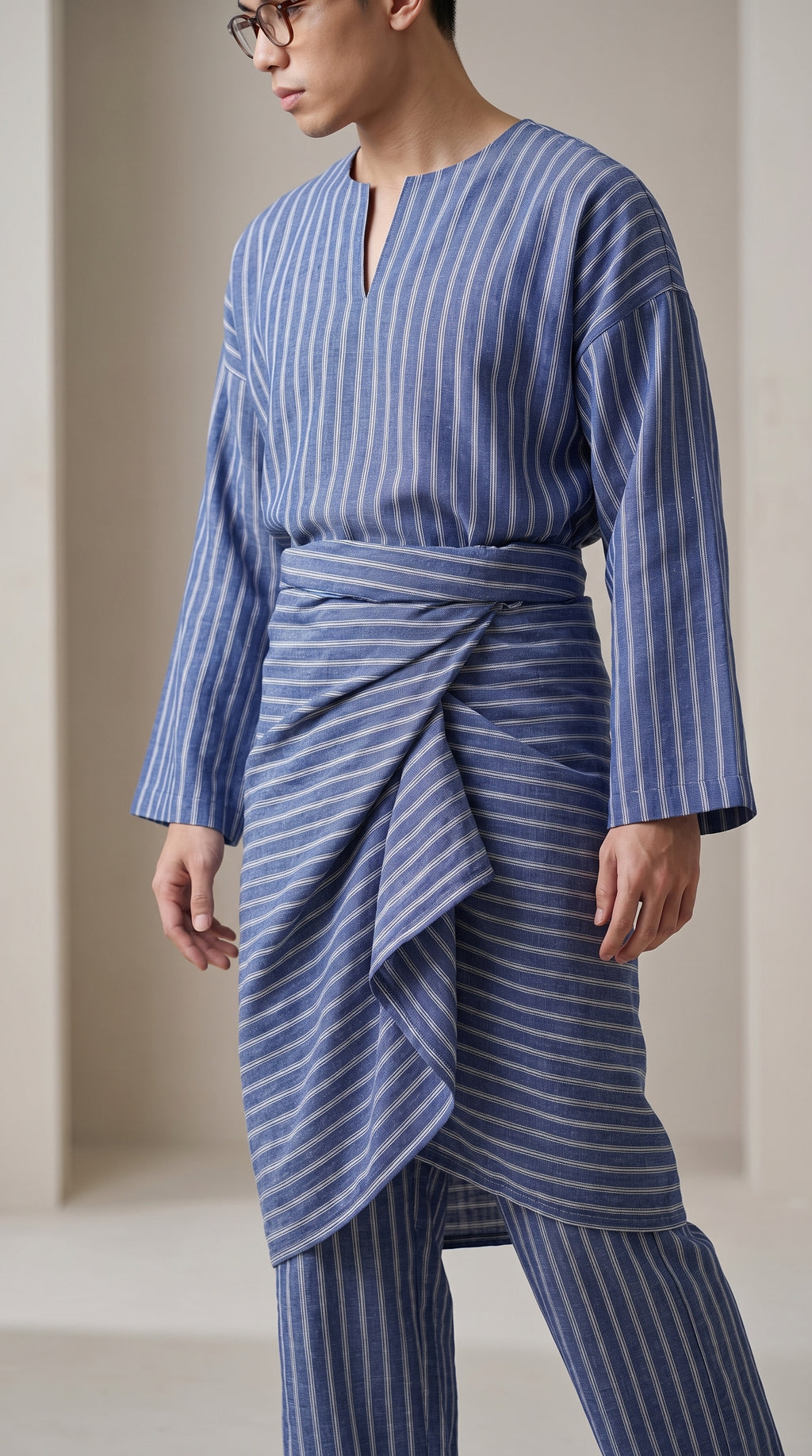 Modern Cotton Linen Stripe Raya Set