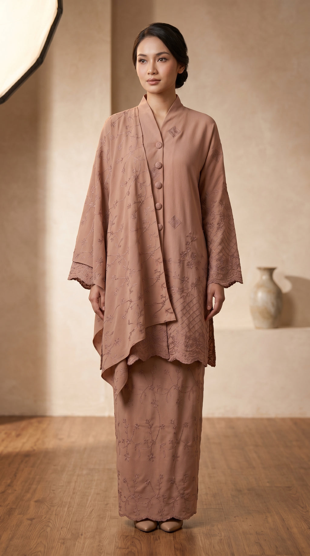 Shazea Kurung dalam Powder Pink Violet