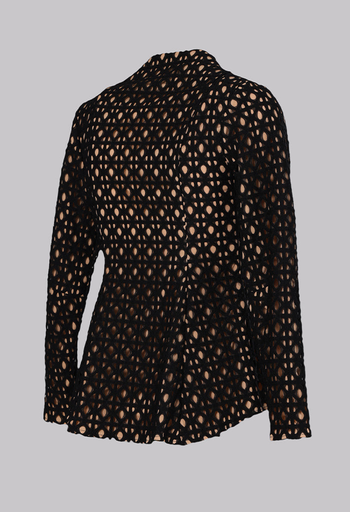 Noir Lattice Peplum Jacket