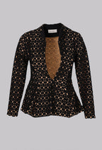 Noir Lattice Peplum Jacket