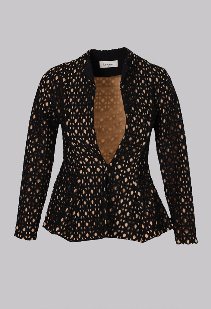 Noir Lattice Peplum Jacket