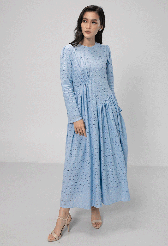 Classic Dress with Diagonal Darts | Eyelet Fabric & Cotton Lining