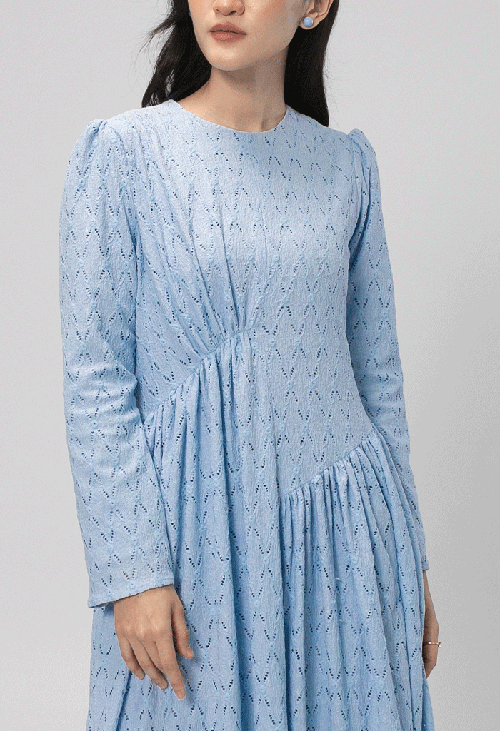 Classic Dress with Diagonal Darts | Eyelet Fabric & Cotton Lining