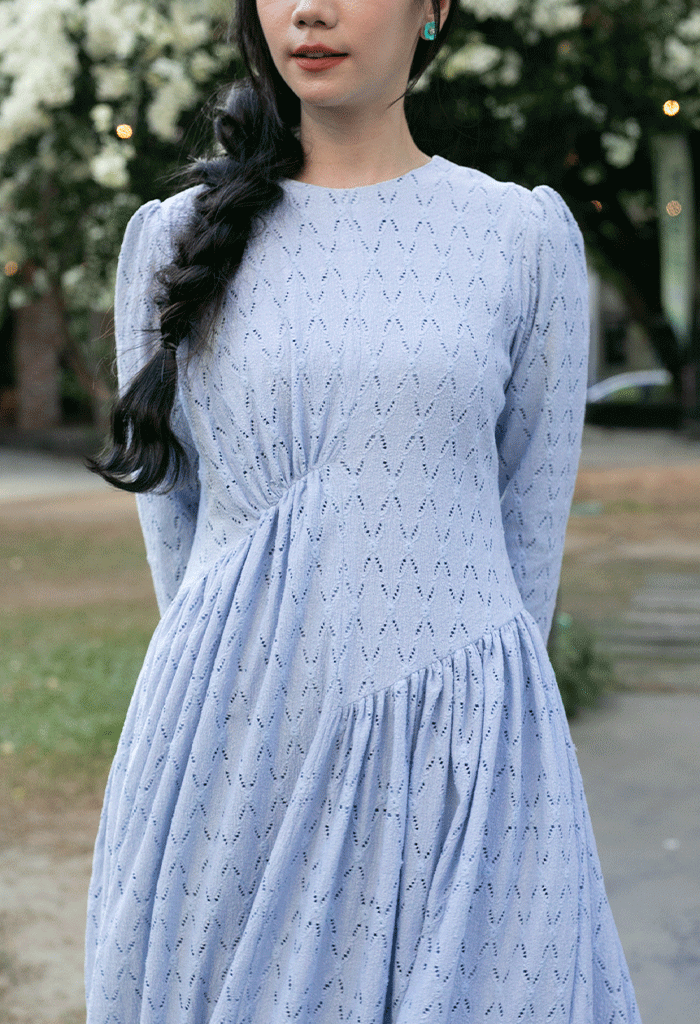 Classic Dress with Diagonal Darts | Eyelet Fabric & Cotton Lining