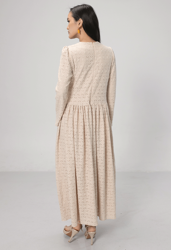 Classic Dress with Diagonal Darts | Eyelet Fabric & Cotton Lining