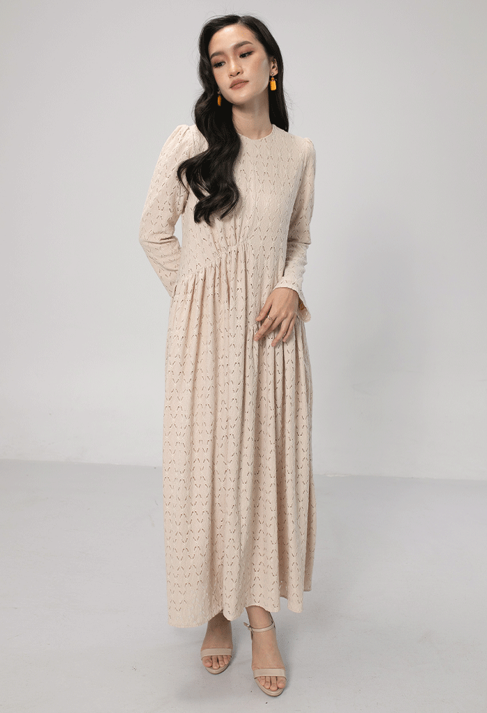 Classic Dress with Diagonal Darts | Eyelet Fabric & Cotton Lining